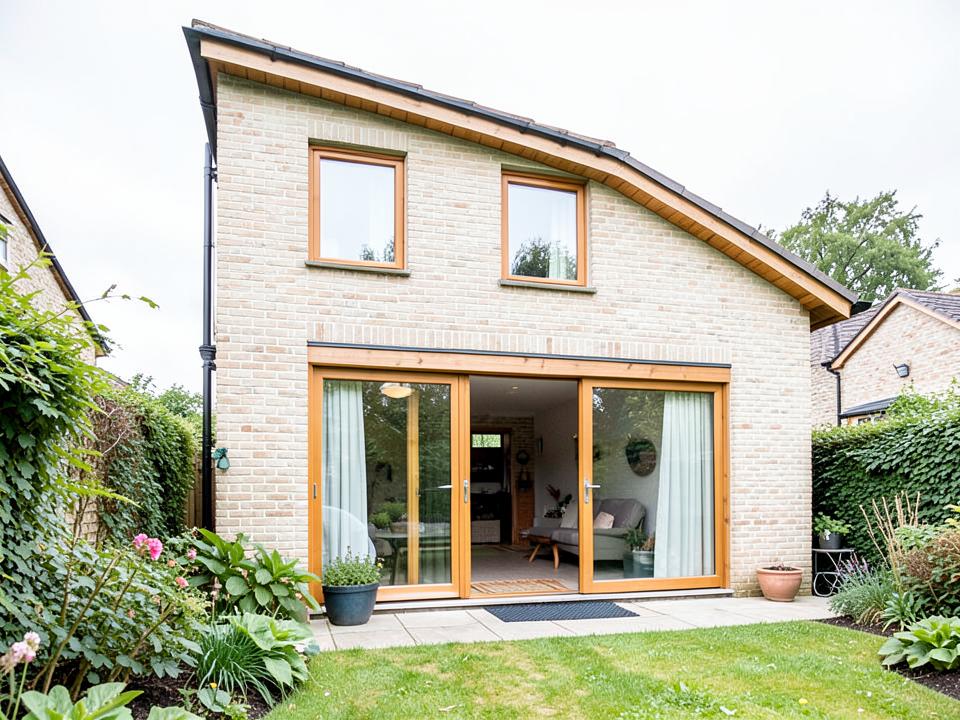 Finished home extension with large windows